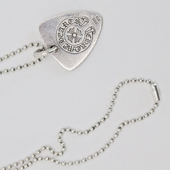 Authentic Chrome Hearts Guitar Pick Pendant + Ball Chain Necklace - Picture 5 of 7